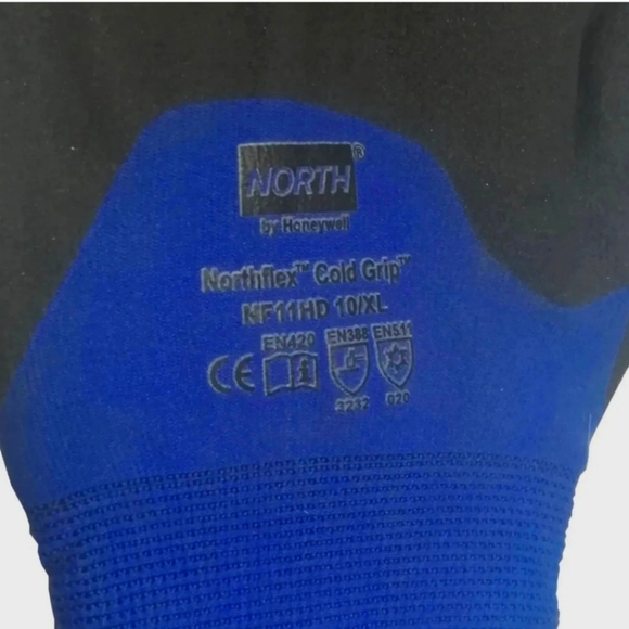 Northflex ColdGrip Work Gloves NF11HD Black/Blue Nylon/PVC Size XL (10) Men - Picture 2 of 2
